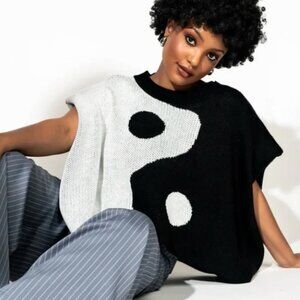 Dressed in LALA Black New With Tags and White Yin Yang Sweater
